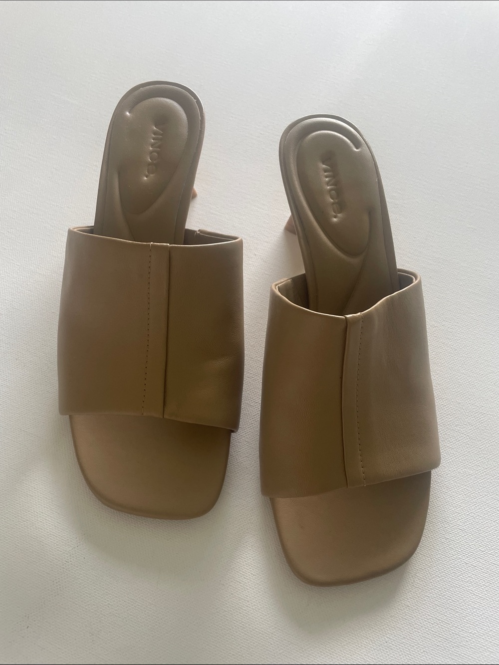 Vince Tan Leather Slide Sandals